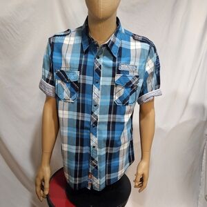Rolling Paper NYC  Clothing Skater Vintage Snap Short Sleeve Shirt Plaid XLarge